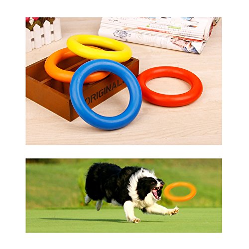 Stock Show 6" Dog Flying Ring Dog Natural Rubber Frisbee Pet Dog Flying Disc Non-Toxic Dog Chew Toy Fitness Training Ring for Medium Large Dogs Best for Tug War, Throw, Catch, Fetch Plays