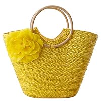 COAFIT Women Tote Bag Classic Straw Woven Flower Beach Tote Bag Tote Handle Bag