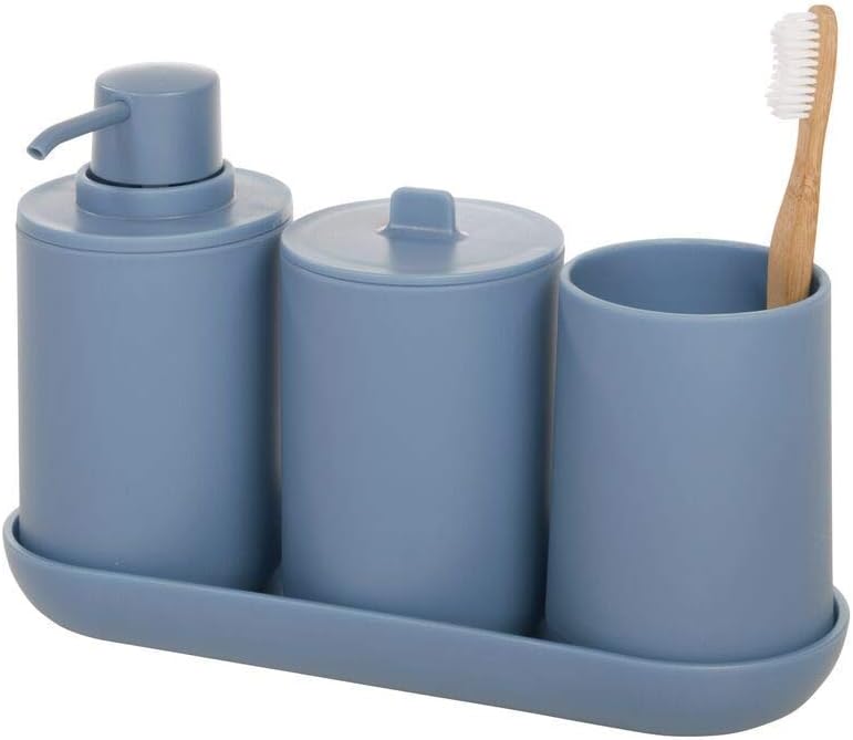 iDesign Bathroom Accessories Set, 4Piece Sink Tidy with Soap Dispenser