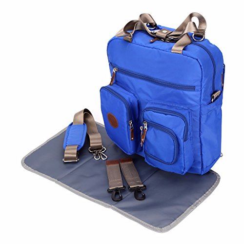 Baby Diaper Bags Backpack Designer for Dads Mom Twins Multi-function Large Tote (Blue)