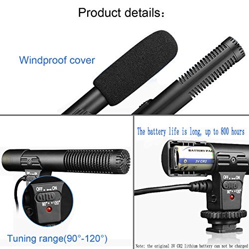 SmilePowo Camera Microphone Mic-01 3.5mm Digital Video Recording Microphone for D-SLR Camera Stereo Shotgun Recording Microphone for Digital SLR Camera,Nikon/Canon Camera/DV Camcorder