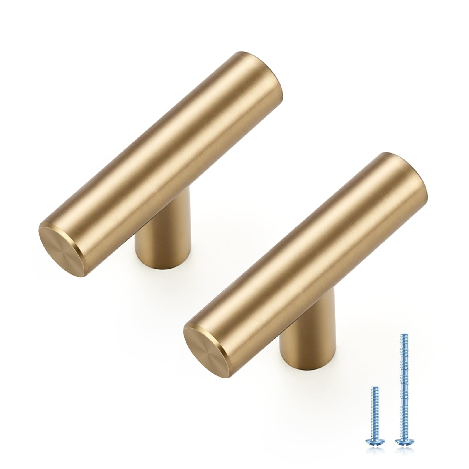 JOY DECOR 25 Pack Champagne Bronze Cabinet Pulls – 2 Inch Length, Single Hole – Stainless Steel Kitchen Cabinet Handles for Drawer and Cupboard Image