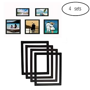sooard Magnetic Photo Frames, 4 Sets Double Layer Magnetic Picture Frames 8x10,Photo Collage for Refrigerator, Fridge, Office Cabinet and Wall Decoration (Black)