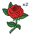 Pack of 2 Red Rose DIY Applique Embroidered Sew Iron on Patch RO-05
