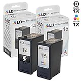 LD Remanufactured Ink Cartridge Replacement for Lexmark #14 and #15 (1 Black, 1 Color, 2-Pack)