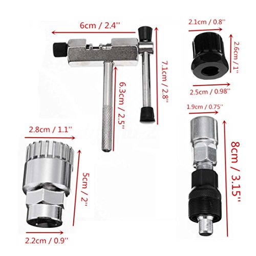 4Pc Mountain Bike MTB Bicycle Crank Chain Axis Extractor Removal Repair Tool Kit (AS, Silver)