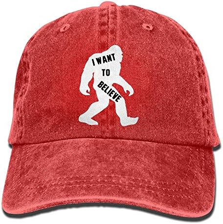 Zengyan Denim Baseball Cap Bigfoot I Want to Believe-1 Adjustable