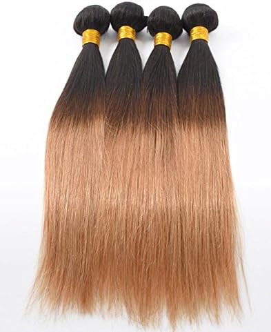 A2ZWIG 9A Unprocessed Brazilian Virgin Straight Ombre T 1B/27 Remy Human Hair Extensions Weaves Wefts 3 Bundles (12 14 16 Inch)