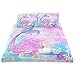 ZOEO Girls Mermaid Twin Bedding Set Pink Blue Unicorn Magic Cat Bed Sheets Sets Cartoon Bedspreads Cute Duvet Cover Set 3 Pieces for Teens