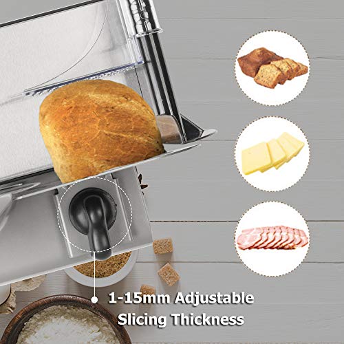 Electric Meat Slicer, Deli Food Slicer Machine 7.5" Removable Steel Blade/Adjustable Thickness Dial For Cold Cuts, Hard Cheese, Vegetables & Bread, Compact Commercial Home Use (Silver-Belt) - Thumbnail 2