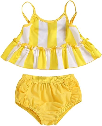 Amazon 子供用水着 ベビー水着 2点セット 可愛い女の子 海辺 温泉 ビーチ遊び 女の子用ビキニ水着 黄色 90 傘立て オンライン通販