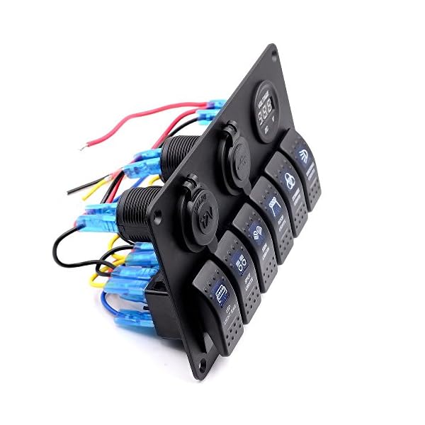 TurnRaise-6-Gang-Waterproof-Car-Auto-Boat-Marine-LED-Rocker-Switch-Panel-Circuit-Breakers-w-Digital-Voltmeter-12V-Cigarette-Socket-Double-USB-Power-Charger-Adapter TurnRaise-6-Gang-Waterproof-Car-Auto-Boat-Marine-LED-Rocker-Switch-Panel-Circuit-Breakers-w-Digital-Voltmeter-12V-Cigarette-Socket-Double-USB-Power-Charger-Adapter