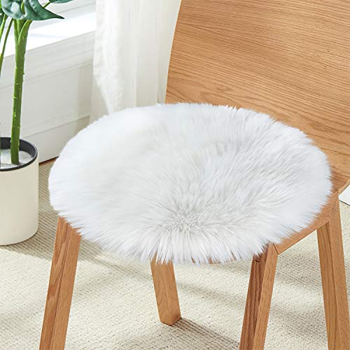 junovo Premium Soft Round Faux Fur Sheepskin Seat Cushion Chair Cover