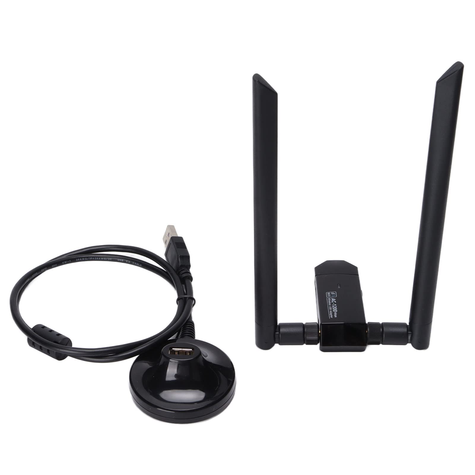 Dual Band Wireless Network Card, 1200Mbps USB WiFi Adapter, Dual 5dBi WiFi Antenna, 2.4G/5G Network Adapter for PC Desktop Computer, WiFi Wireless Router