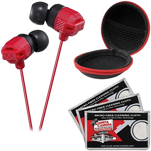 JVC HA-FX102 XTREME XPLOSIVES Inner Ear Headphones (Red) with Case &amp; 3 Microfiber Cloths