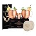 Copper Mugs Moscow Mule Set of 2 – 100% Real Pure Hammered Copper│16oz│2 Premium Drinking Copper Cups + 2 Solid Copper Straws + 2 Wooden Coasters + 1 Shot Glass & Recipe Book in the Deluxe Gift Box
