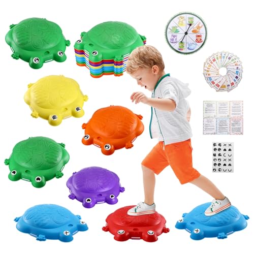Jradse Frog March Stones for Children, 8 Pieces of Non-Slip Sensory Calculations, Indoor/Outdoor Motor Set 3-8 Years, Develops Motor Skills, Supports 120 kg