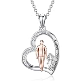 PROESS S925 Sterling Silver Daughter Heart Pendant Necklace from Dad Mom I Love You Forever Jewelry