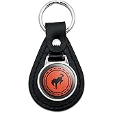 GRAPHICS & MORE Black Leather Bronco Round Badge Distressed Keychain