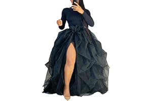 EMMABABY Women's Tulle Tutu Long Skirt High Waist Floor Length Layered Puffy Maxi Dresses A-Line Evening Party Wedding Skirt