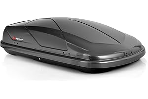 Goplus 14 Cubic Feet Waterproof Rooftop Cargo Carrier, Hard Shell, Dual Side Opening, 165LBS Capacity, for 17” to 22.8” Wide 