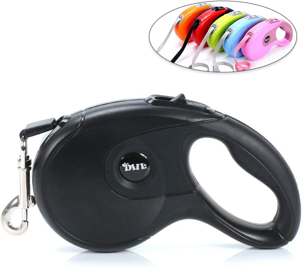 Pejoye Dog Lead Dogs Leash Retractable, Extendable Dog Leash Automatic Pet Dog Lead Leash 5M Nylon Material Large Medium Small Dogs To Training, Walking, Jogging (Black)