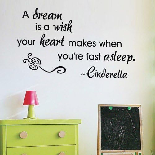 WallStickersUSA Wall Sticker Decal, A Dream Is A Wish Your Heart Makes Cinderella, Medium