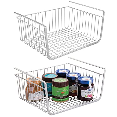 mDesign Household Metal Under Shelf Hanging Storage Bin Basket with