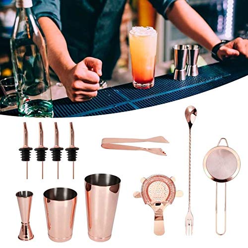JJZXD Cocktail 11pcs / Set Multifunktions-Edelstahl-Cocktail-Shaker-Tools Set Bar Bartender liefert Cocktail-Tool (Color… – Bild 3