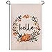 Shmbada Hello Fall Thanksgiving Day Welcome Double Sided Burlap Garden Flag, Premium Material, Seasonal Holiday Outdoor Decorative Small Flags for Home House Garden Yard Lawn Patio, 12.5 x 18.5 inch