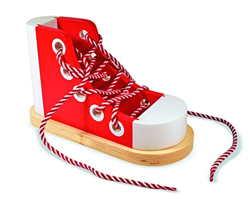 Melissa & Doug Deluxe Wood Lacing Sneaker - Learn to Tie a Shoe Educational Toy