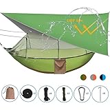 Sotech Double Camping Hammock with Removable Mosquito Net and Rainfly,Tree Straps Set,Extra Pocket,Lightweight 4 Pounds,Portable 2 Layers Nylon,Garden Swing for Outdoor,Indoor,Backpacking,Travel