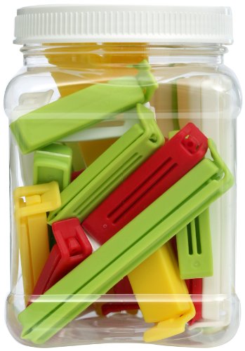 Twixit! Linden Sweden Bag Clips, White/Yellow/Red/Lime, Set of 2 Super 6 Large 8 Medium and 10 Small