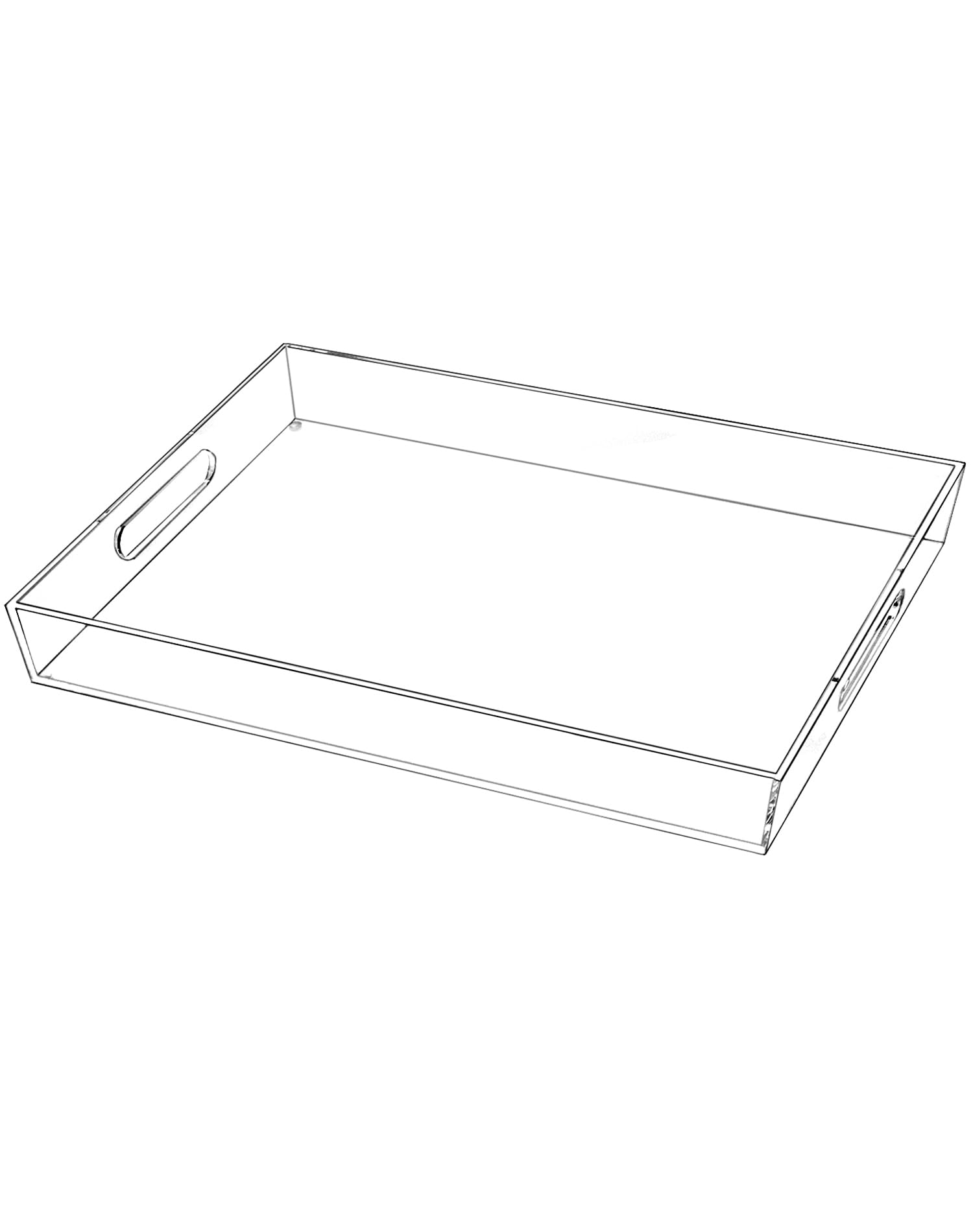 QWORK® Clear Serving Tray, Acrylic Tray with Handles, Scratch Protection, Ideal for Breakfast, Coffee, and Desserts, 12x16 inches/30x40 cm