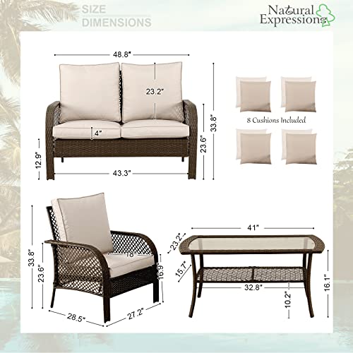 NATURAL EXPRESSIONS Patio Furniture Sets Outdoor Sectional Set 4 Pieces