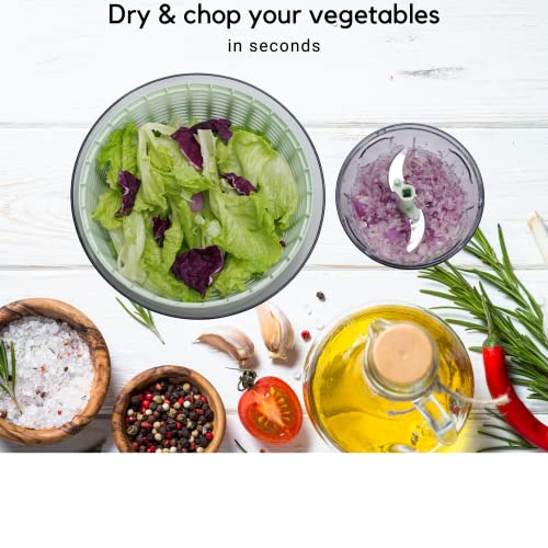 Brieftons Salad Spinner and Chopper Large 6.3Quart Lettuce Greens Vegetable Washer Dryer, with
