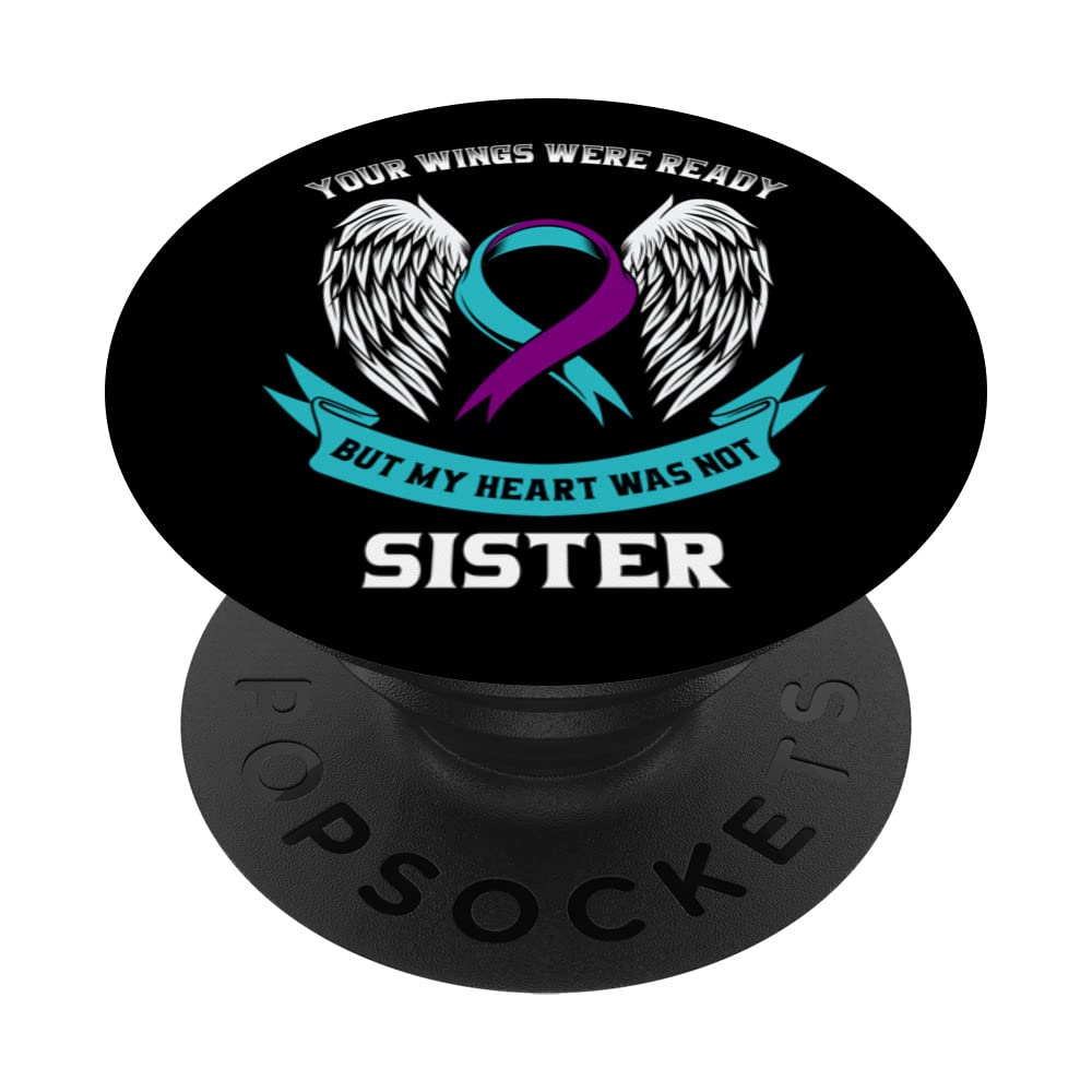 Teal Purple Suicide Awareness Ribbon In Memory of my Sister PopSockets Swappable PopGrip