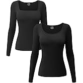 EUYZOU Long Sleeve Shapewear for Women Tummy Control Tops Square Neck Thermal Shirts Body Shaper Compression Top