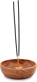 Samhita Acacia Wood Round Incense Holder 12.7cm Aromatherapy Decor view 4