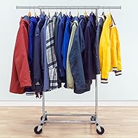 Tatkraft Darren Heavy Duty Adjustable Clothes Rack 100Kg, 220Lb Clothes Rack on Wheels, Easy to Set Up, Chromed Steel