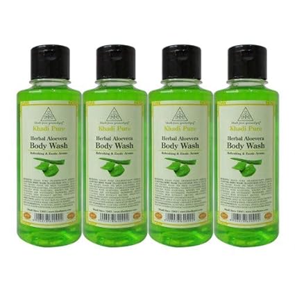 Khadi Pure Herbal Aloe Vera Body Wash, 210 ml (Pack of 4)