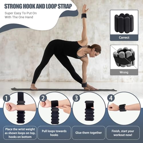 Last Page® Pilates Wrist & Ankle Weights for Women, Wearable Strong Arm & Leg Weights Set of 2, Adjustable Ankle Weights for Walking, Yoga, Dance, Barre,Gym
