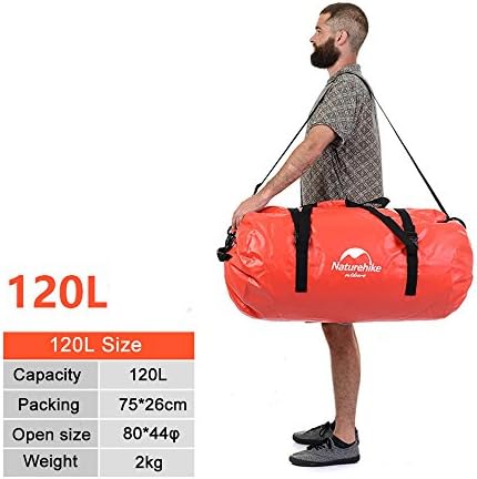 Naturehike Large Capacity Waterproof Bag Drifting Dry Bag with Shoulder Strap Swimming Gear for Kayaking,Fishing (120L ORANGE)