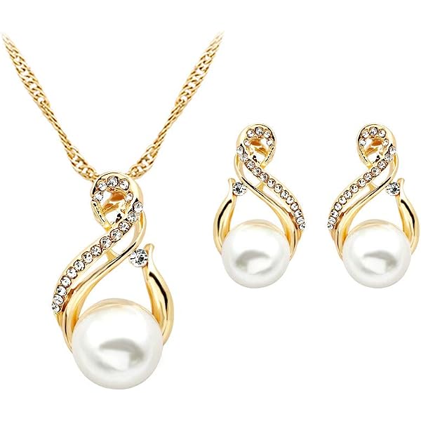 Opeof Vintage Teardrop Rhinestone Jewelry Set - Necklace & Hook Earrings, Black, For Party & Wedding