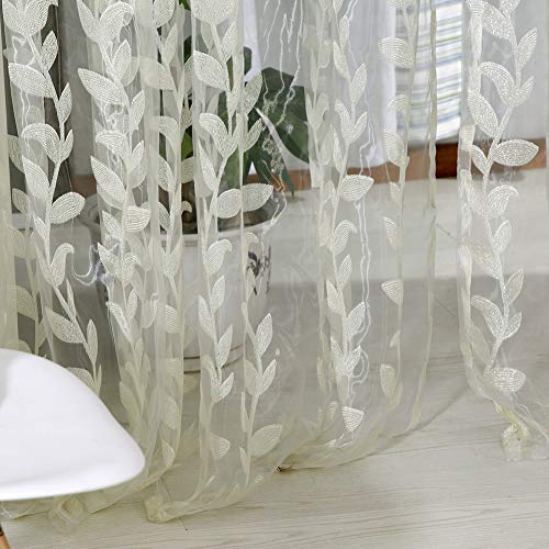 Norbi Willow Voile Tulle Room Window Curtain Sheer Voile Panel Drapes Curtain 39.4'' x 78.8" L (Beige)