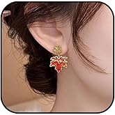 Fall Leaf Earrings for Women Maple Leaf Dangle Earrings Trendy Rhinestone Autumn Earring Thanksgiving Fashion Jewelry Accessories