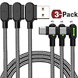 Mcdodo Type C Cable [3 Pack] 90 Degree Elbow Game USB C Charging Data Cable, Nylon Braided Fast Charge LED Indicator Compatible Samsung Galaxy Note 9, Note 8, S9 S8 Pixel (1.8M)