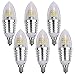 LEDMO LED Candelabra Bulb,E12 7W,Daylight White 6000K,LED Candle Bulbs,Sharp Tip,Sliver(6 Pack)