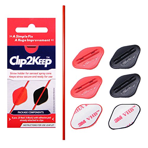 Buy Clip2Keep 6 Aerosol Can Straw Holders with 1 Extra Straw, Spray