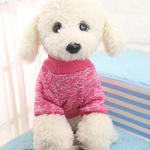 Sunward Pet Dog Clothes Soft Thickening Warm Stripe Polar Fleece Winter Clothes (L2, Hot Pink) - Thumbnail 2